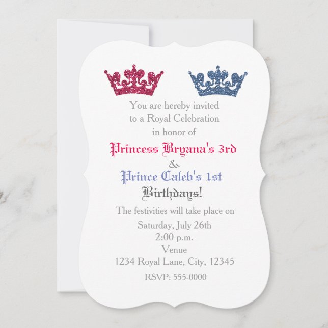 Couronnes de prince et princesse Invitation à la f (Devant)