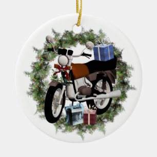 Couronnes et cadeaux de moto Ornement de Noël