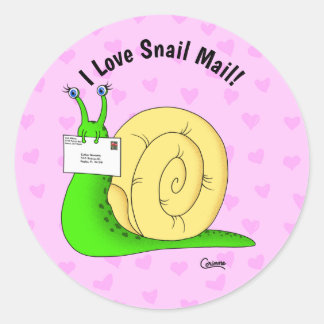 Courrier d'escargot (rose) - Stickers d'enveloppes