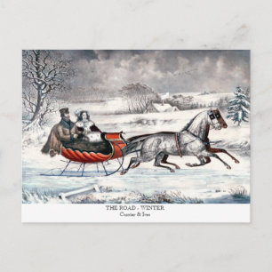 Courrier & Ives - Carte postale - LA ROUTE - HIVER