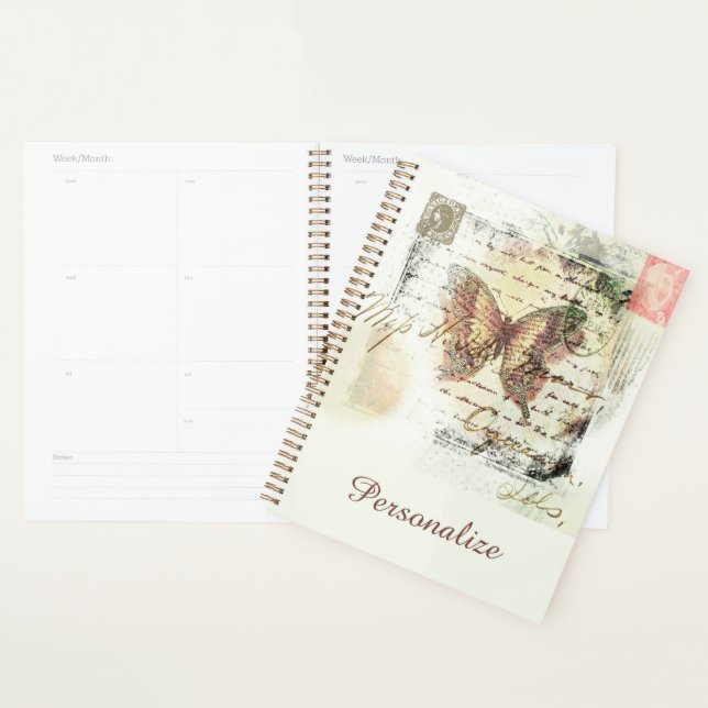 Courrier papillon vintage personnalisé (Devant avec enveloppe)