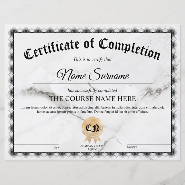 Cours d'attribution de certificat de participation (Devant)