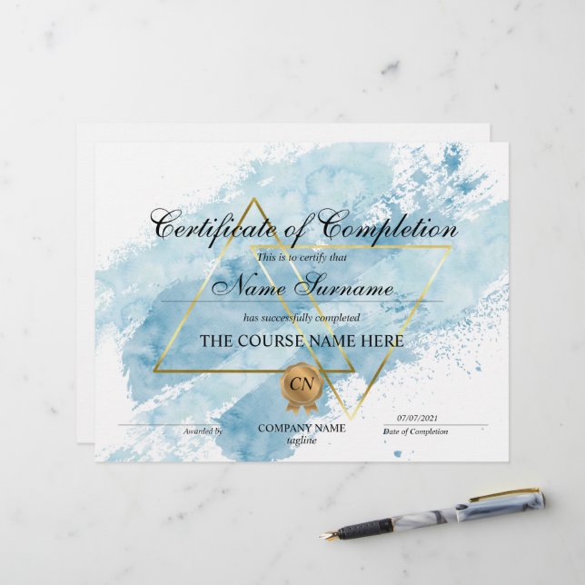 Cours d'attribution d'un certificat d'achèvement m (Devant/Arrière en situation)