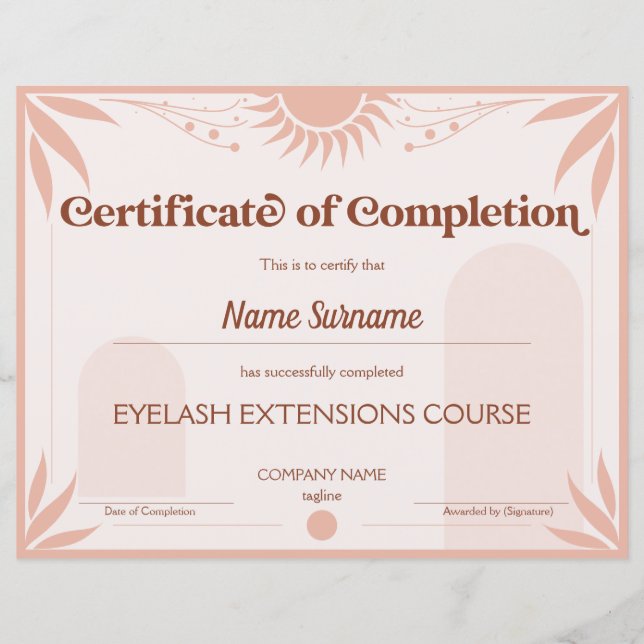 Cours d'attribution d'un certificat d'achèvement m (Devant)