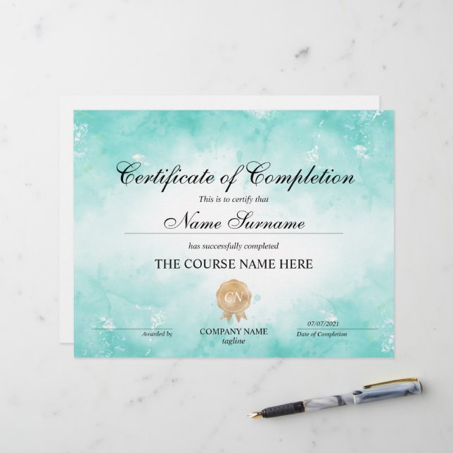 Cours d'attribution d'un certificat d'achèvement m (Devant/Arrière en situation)