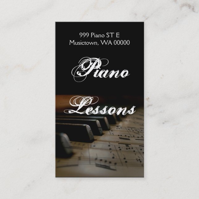 Cours de piano, instructeur, Carte de visite music (Devant)