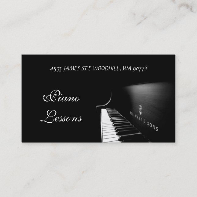 Cours de piano, musique, Carte de visite d'instrum (Devant)