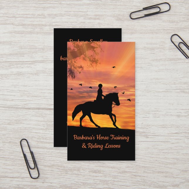 Cours d'équitation Cartes de visite de formation (Devant/Arrière en situation)