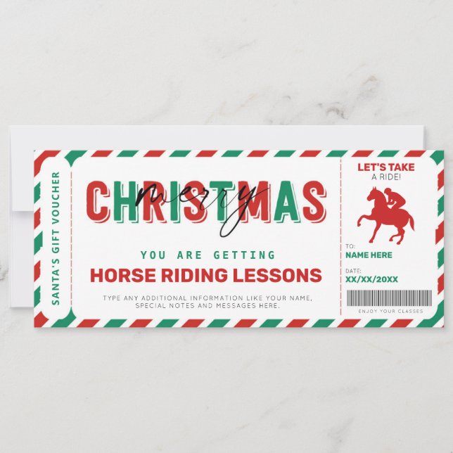 Cours d'équitation Noël Billet cadeau cadeau de No (Devant)