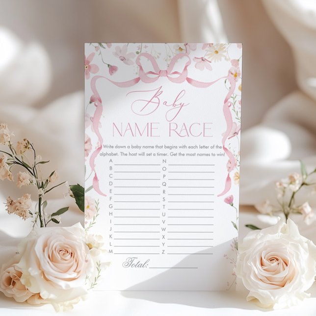 Course au nom de bébé Fleur sauvage Rose Ruban fan (Créateur téléchargé)