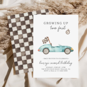 Course Car Two Fast 2nd Birthday Invitation