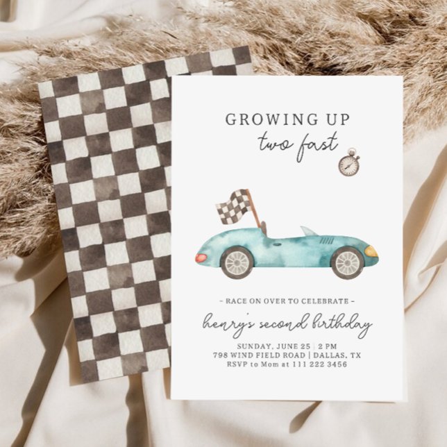 Course Car Two Fast 2nd Birthday Invitation (Créateur téléchargé)