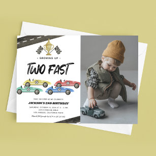 Course Car Two Fast 2nd Birthday Photo Invitation