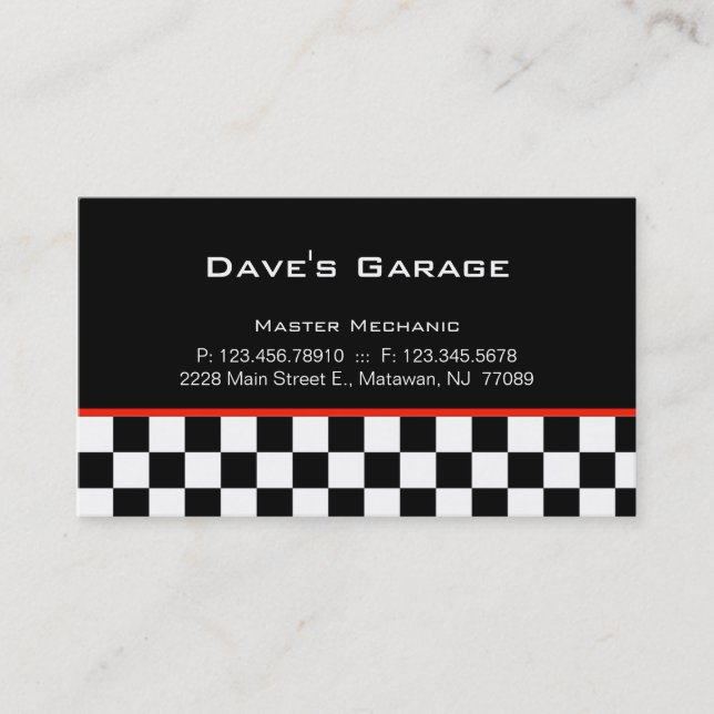 Course de Cartes de Visite de Garage Automobile (Devant)