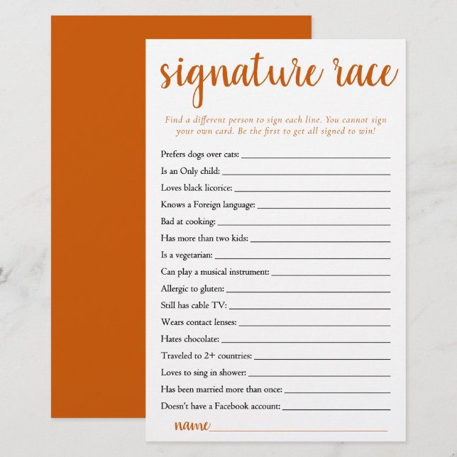 Course de signature simple | Automne Orange Game C (Devant / Derrière)