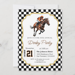 Course moderne Horse Derby Party Invitation équest