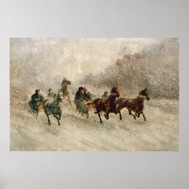 Course vintage de neige à coudre Impression archiv (Devant)