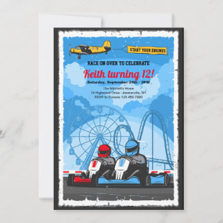 Course voiture Anniversaire Fête Invitation
