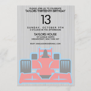 Course voiture Anniversaire Fête Invitation