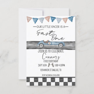 Course Voiture Fast One First Birthday Invitation