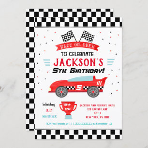 Course voiture Racer Anniversaire Fête Invitations