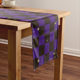 Court Chemin de table à carreaux noir violet Halloween é