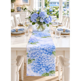 Court Chemin de table côtier aquarelle Hydrangea bleu