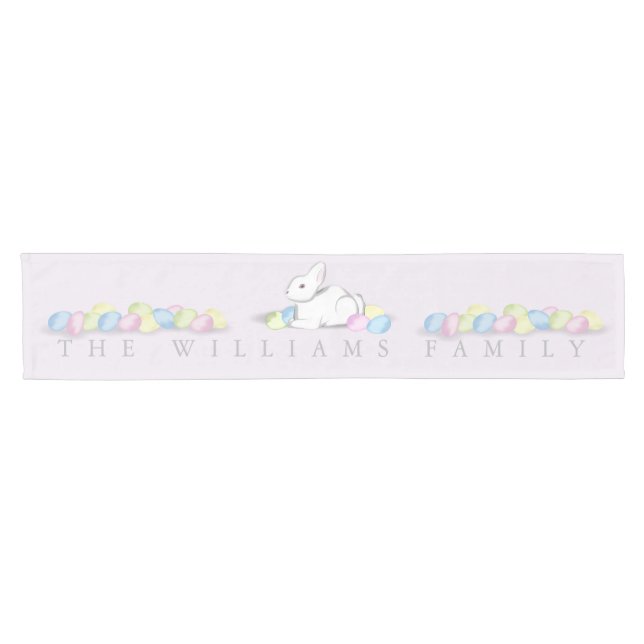 Court Chemin de table de Pâques avec lapin blanc (Horizontal)