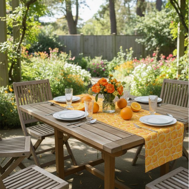 Court Chemin de table fête estivale Citron Orange (Créateur téléchargé)