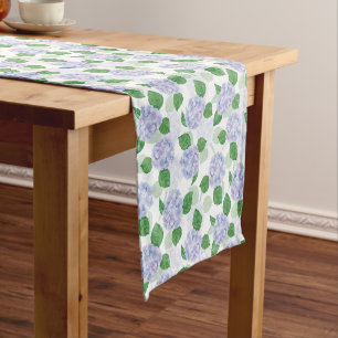 Court Chemin de table floral bleu Hydrangea