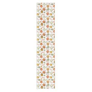 Court Chemin de table Halloween avec citrouilles - Blanc