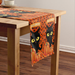 Court Chemin de table Halloween Chat personnalisé 14" X