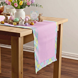 Court Chemin de table long carreaux pastel