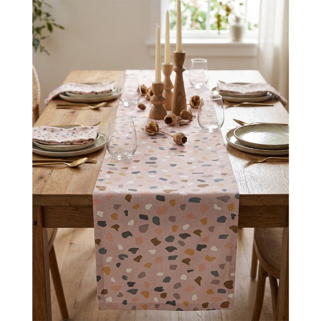 Court Chemin de table moderne en terrazzo neutre (Créateur téléchargé)