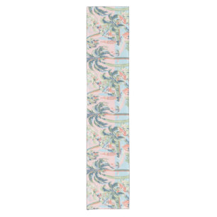 Court Chemin de table toile de paume rose, impression sc