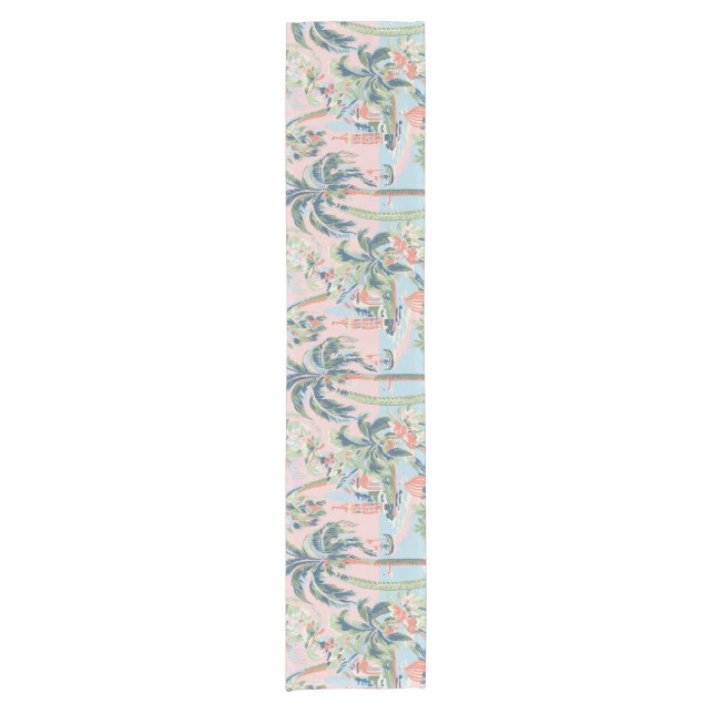 Court Chemin de table toile de paume rose, impression sc (Devant)