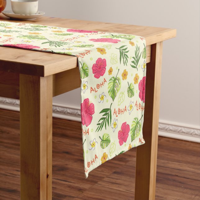 Court Chemin de table tropical à fleurs d'hibiscus hawaï (In Situ)