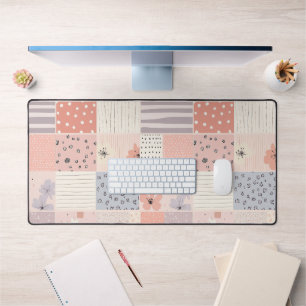 Courtepoint patchwork floral pastel en rose et ble