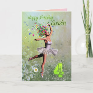 Cousin age age 4, carte d'anniversaire fée fée
