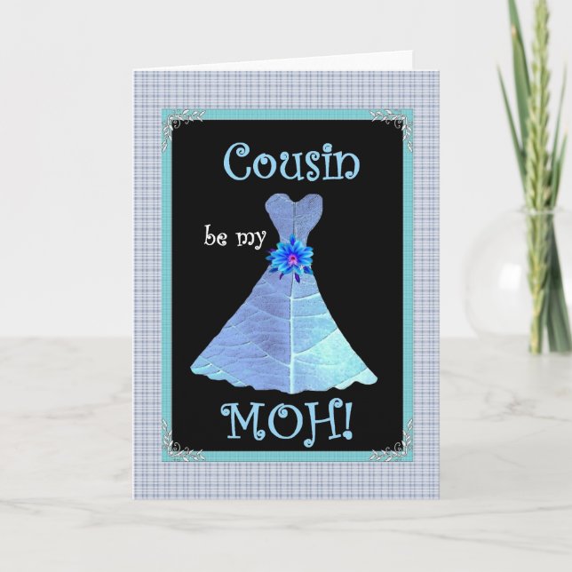 COUSIN - Maid ou Matron d'honneur Invitation Blue  (Devant)