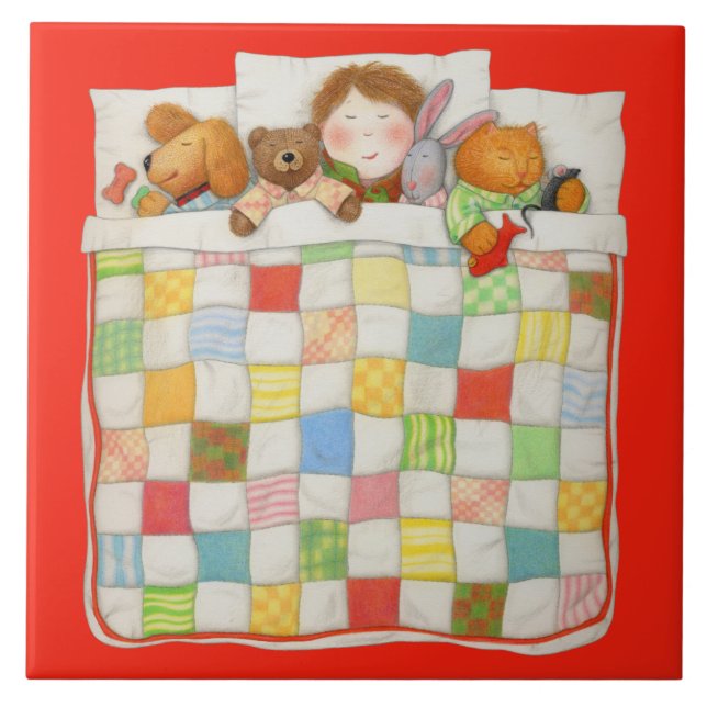 COUSIN QUILT 6x6 Carreau de céramique - Rouge (Devant)