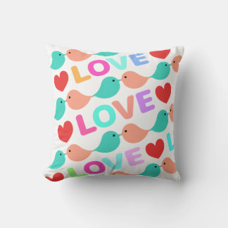 Coussin キュートなラブバード　LOVE&CUTE　白色　Cute lovebirds.