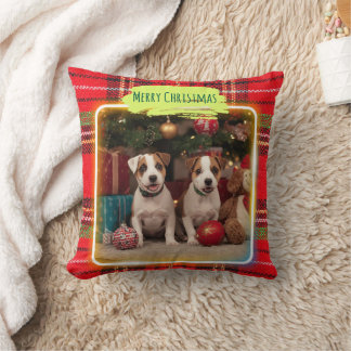 COUSSIN チェック柄がかわいいジャックラッセルテリアの子犬たちとクリスマス♡