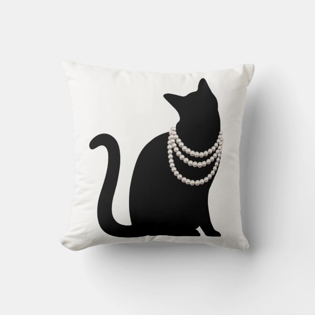 COUSSIN 黒猫と宝石　クッション (Recto)