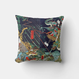 Coussin 龍虎, dragon de 豊国 et tigre, Toyokuni, Ukiyo-e