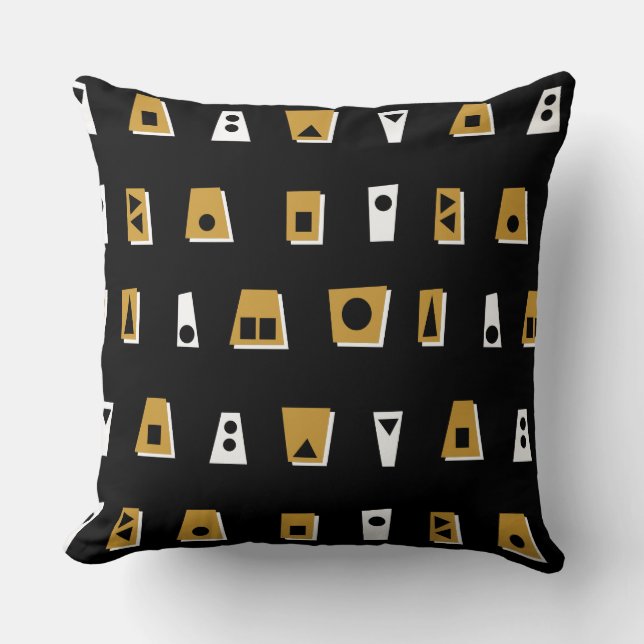 Coussin 020216 - Brown or, blanc et noir sur noir (Recto)