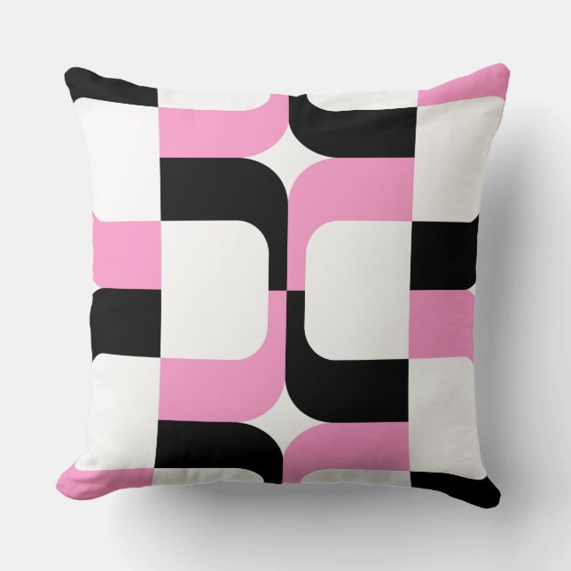 Coussin 020614 - Noir et rose sur blanc (Recto)