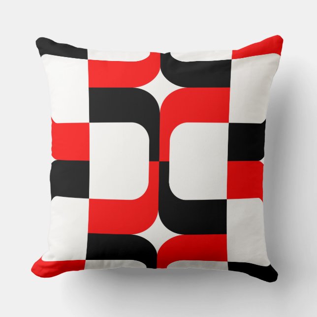 Coussin 020614 - Noir et rouge sur blanc (Recto)