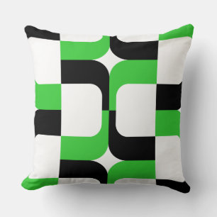 Coussin 020614 - Noir et vert printemps sur blanc