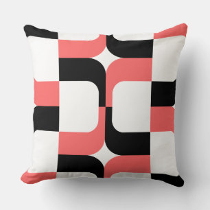 Coussin 020614 - Rose noir et tropical sur blanc